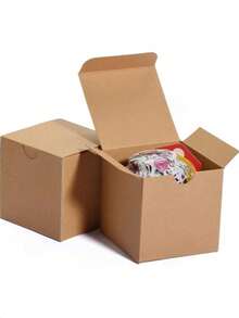 10pcs/20pcs/30pcs 10*10*10cm Gift Boxes, Small Gift Boxes, Black/White/Natural Kraft Paper Boxes With Lids, Suitable For Party Favors, Candle Packaging, Birthday, Wedding, Party Gift Decoration, Christmas Gift Decoration And Other Gift Boxes, Garden - Multiple Styles - View 8
