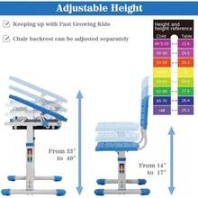 OffiClever Mesa de Estudiante Ajustable con computadora Inclinado, cajón de Almacenamiento Espacioso para estudiar Lectura y Dibujo, Color Azul - Azul - Ver 6