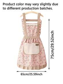 1 buah Celemek Motif Bunga - Celemek Gaya Putri Tahan Minyak & Noda dengan Kantong dan Detail Renda; Celemek Dapur Motif Bunga Vintage untuk Wanita - Sempurna untuk Membersihkan Dapur, Ruang Tamu, atau Kamar Mandi; Aksesori Pembersih Dapur yang Penting. - MultiWarna - View 3