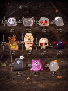 Popular Glow In The Dark Mini Halloween Resin Ornaments - Cute Luminous Ghost Skull Pumpkin Bat Figurines, Halloween Desktop Decor & Micro Landscape Accessories (Random Style) - Multicolor - View 6