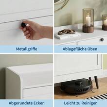 Tall, narrow shoe cupboard with 4 hinged doors – Adjustable shelves, MDF with legs – Modern, space-saving design for the hall/corridor/living room – White - Weiss - Übersicht 5