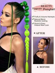 Wig Ekor Kuda 24 Inci, Wig Gelembung, Kepang, Gaya Elastis, Kepang Lentera Sutra Perak, Ekor Kuda, Kepang Ekor Kuda untuk Kostum Natal - MultiWarna - View 8