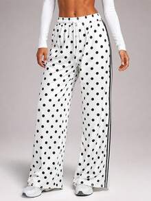 CZRLHYT Women's Loose Straight Leg Pants, Drawstring Waist, Suitable For Outdoor Hiking, Running, Travel And Sports, Daily Wear, Autumn Style - Black and White - View 1
