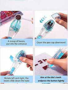 Automatic Perler Bead Pen, Effortless Pressing DIY Tool, Suitable For Perler Bead Handicrafts, Auxiliary Craft Accessories, Perfect Birthday Party Back To School Gift, Blue And Pink Available - Multicolor - View 5