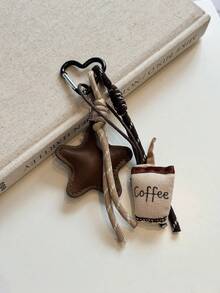 Fashionable & Unique Coffee Star Knot Bag Charm/Pendant Keychain Travel Portable Lightweight Durable Stylish For Home For Outdoor Daily Use Summer -Style Star Coffee Pendant PU Braided Rope Bag Charm Girls Accessory Maillard Color Scheme Keychain - Multicolor - View 8