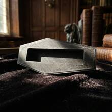 1pc Black Gothic Coffin Shaped Business Card Holder, Desktop Card Display Stand, Large Capacity Office Organizer, Suitable For Office, Desk Decor - Multiple Styles - View 6