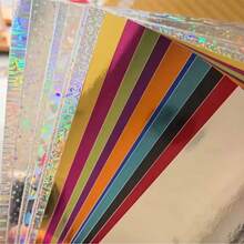28 Sheets Multicolor Premium Elegant Metallic Glossy Cardstock - A4/A5 Size Random Colors 250g PET Metallic Reflective Decorative Paper, Suitable For Fashion Design, Events And Handmade Crafts - High-End Mirror Effect, Durable Cardstock, Reflective Surface - 28 Sheets Of Glossy Cardstock In Assorted Colors - View 4