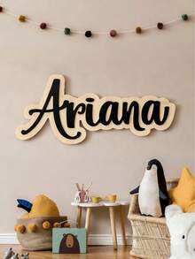 1pc Personalized Double Layer Cursive Wooden Name Sign, Two Tone Outline Raised Letter Wall Plaque, Custom Cursive Name Wall Hanging, Multiple Sizes, Pastel Color Choices, Nursery Bedroom Wall Decor, Gift Baby Shower, Birthday Party, Housewarming - Multicolor - View 3