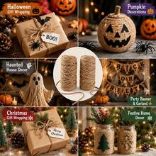 Dây thừng đay tự nhiên 5mm, dây gai dày 115 FT, dây đay chịu lực cho trang trí Giáng Sinh, thủ công Halloween, gói quà, làm vườn, cây leo cho mèo, trang trí đám cưới, đóng gói và buộc hàng - 2 chiếc - Xem 8