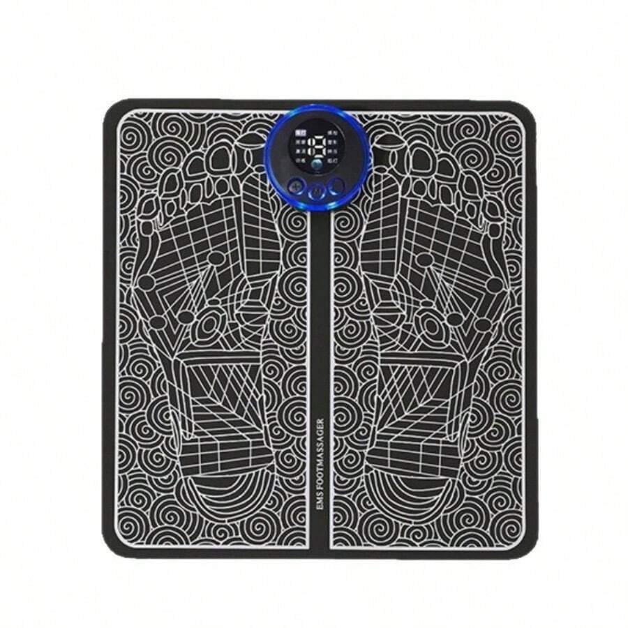 EMS Foot Massager Pad With USB Charging, Portable Muscle Stimulator For Feet And Legs, Smart Controller With 6 Modes - Black - View 1