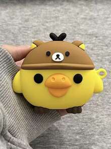1個 3D可愛卡通小雞矽膠耳機保護套附掛繩，防震保護殼，相容 2/1/3/4 與 Pro/Pro2/Pro3，便攜式，適合機場旅行、日常通勤與戶外活動，可愛彩色耳機配件 - 彩色 - 查看 2
