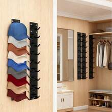 Baseball Cap Storage Rack, Wall-Mounted Hat Holder, Fixed With Strong Adhesive, Can Hold 10 Hats At Once, Suitable For Door Panels And Cabinets Hat Hanging Display Rack, Supports Multi-Layer And Double-Layer Installation Options - View 3