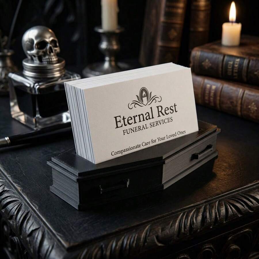 1pc Black Gothic Coffin Shaped Business Card Holder, Desktop Card Display Stand, Large Capacity Office Organizer, Suitable For Office, Desk Decor - Multiple Styles - View 1