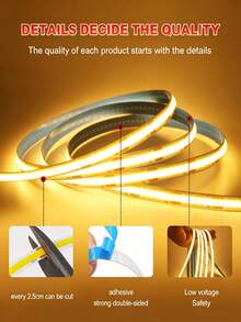 3AA Battery Box COB LED Light Strip, 5V 8mm, 320LEDs/M Warm White Natural White Flexible Battery Powered Light Strip, Bedroom TV Backlight COB Light Strip - Battery Box - View 9