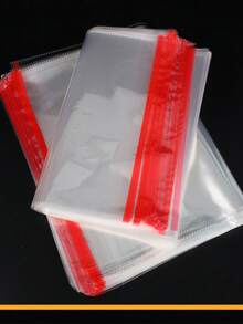 100pcs Clear OPP Self-Adhesive Bags, Double-Layer 5 Mil Transparent Dustproof Plastic Packaging Bags, Multiple Sizes, Resealable Storage Bags For Jewelry, Small Accessories, Keychains, Pendants, Cards, Baking & Gift Packaging - Multicolor - View 6