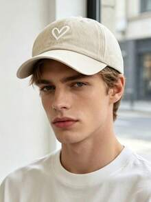 1pc Unisex Embroidered Heart Pattern Baseball Cap, Solid Color Lightweight Soft Brim Baseball Cap, Fashion Accessory - Multicolor - View 8