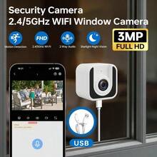ZHXINSD 1pc/2pcs 1296P Window Camera, Smart WiFi IP Indoor Camera, Supports 2.4/5G WiFi Home Security Window Camera, Self-Adhesive Installation, Starlight Night Vision, AI Human Detection Alert, Easy Setup - White - View 1