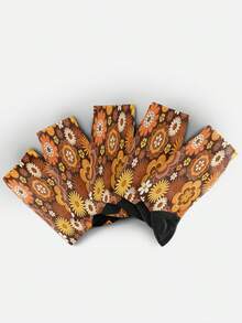 Cool 360° Printed Men's Socks - Streetwear Socks,Sunflower Daisy,Retro Floral,Rustic Style,Colorful,Funny Socks, Fit Daily, Holiday & Party Occasions - Brown - View 6