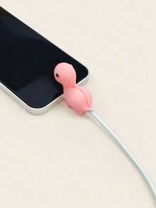 1pc Dinosaur Design Data Cable Protector Charger Protector - Pink - View 2