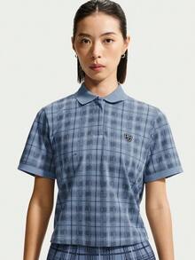 Nike Kemeja Polo Rajut Lengan Pendek Kotak-kotak Wanita AS W NK DF FF TIO0351-486 - Dusty Blue - View 1