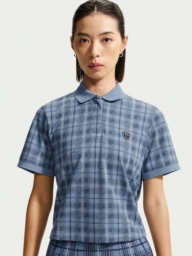 Nike Kemeja Polo Rajut Lengan Pendek Kotak-kotak Wanita AS W NK DF FF TIO0351-486 - Dusty Blue - View 1