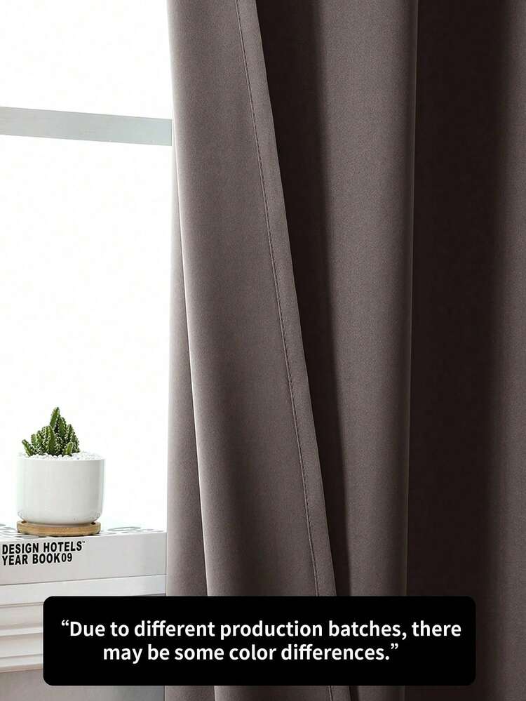 1PC High Blackout Solid Color Curtain Fabric, UV Resistant Polyester Rod Pocket Top, Easy To Hang, All Season Blackout, Suitable For Kitchen, Living Room, Office And Other Decorative Curtains, Back To School, School Supplies, Dorm Decor, College Decor, - Brown - View 5