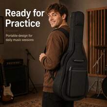 41-Inch Waterproof Acoustic Guitar Bag, Adjustable Backpack Straps, Gig Bag With Rear Hook, Suitable For Acoustic/Classical Guitar, Ukulele, Bass Guitar - Multicolor - View 3