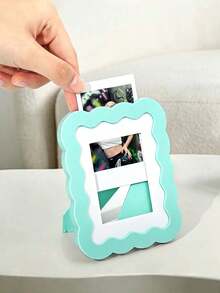 Wavy Scallop Edge Pastel 3 Inch Photo Frame, Desktop Tabletop Display Holder For Instax Mini Photocard, Cute Ins Style Desk Decor - View 4