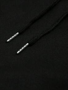 SU ER 男士夏季寬鬆抽繩彈性腰休閒長褲，垂墜慵懶寬腿長褲 - 黑色 - 查看 5