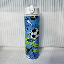 1个750毫升/26盎司塑料运动水瓶，印有足球、足球鞋和“FOOT BALL”字样图案，可爱印花，防漏翻盖，轻便耐用，大容量，可重复使用，适合办公室、健身房、户外运动、瑜伽、跑步等场合，是万圣节、圣诞节、情人节、感恩节、生日的绝佳礼物。 - 彩色 - 查看 13