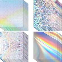 24 Sheets Metal Laser Handmade Cardstock Set, A4 Multicolor Shiny Glitter Thick Paper, Starlight Shimmer Texture, Gift Box Packaging / Party Decoration / Scrapbook DIY / Greeting Card Making Specialized Craft Paper - 24-pack Assorted Holographic Cardstock - View 13