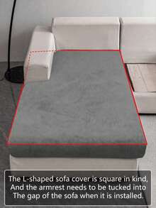 1pc  Solid Milk Silk Elastic Sofa Cover, Four Seasons Universal Sofa Slipcover - Dark Grey - View 11