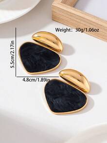 1 par de pendientes colgantes triangulares de carey vintage, pendientes colgantes geométricos de metal tono dorado, joyería de declaración para mujer - Rojo - Ver 2