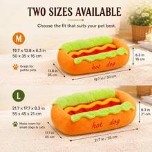 Cute Bread Hot Dog Shaped Dog Bed, Cat Bed, Removable Washable Pet Mat, Comfortable Soft Small Pet Sofa, Non-Slip Bottom Design - Multicolor - View 3