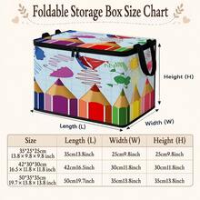 1pc Colorful Pencil Pattern Storage Box With Zipper Oxford Fabric Foldable Organizer Bag, Perfect For Travel, Packing, Clothing, Pants And Bedding, Storage, Laundry Room Or Holiday Decor, Keeps Household Items Organized And Easy To Find, Contemporary Style - View 3