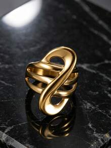 1pc Fashion Stainless Steel Men's Musical Note Ring, Suitable For Men's Daily Wear And Holiday Accessory - Gold - View 1