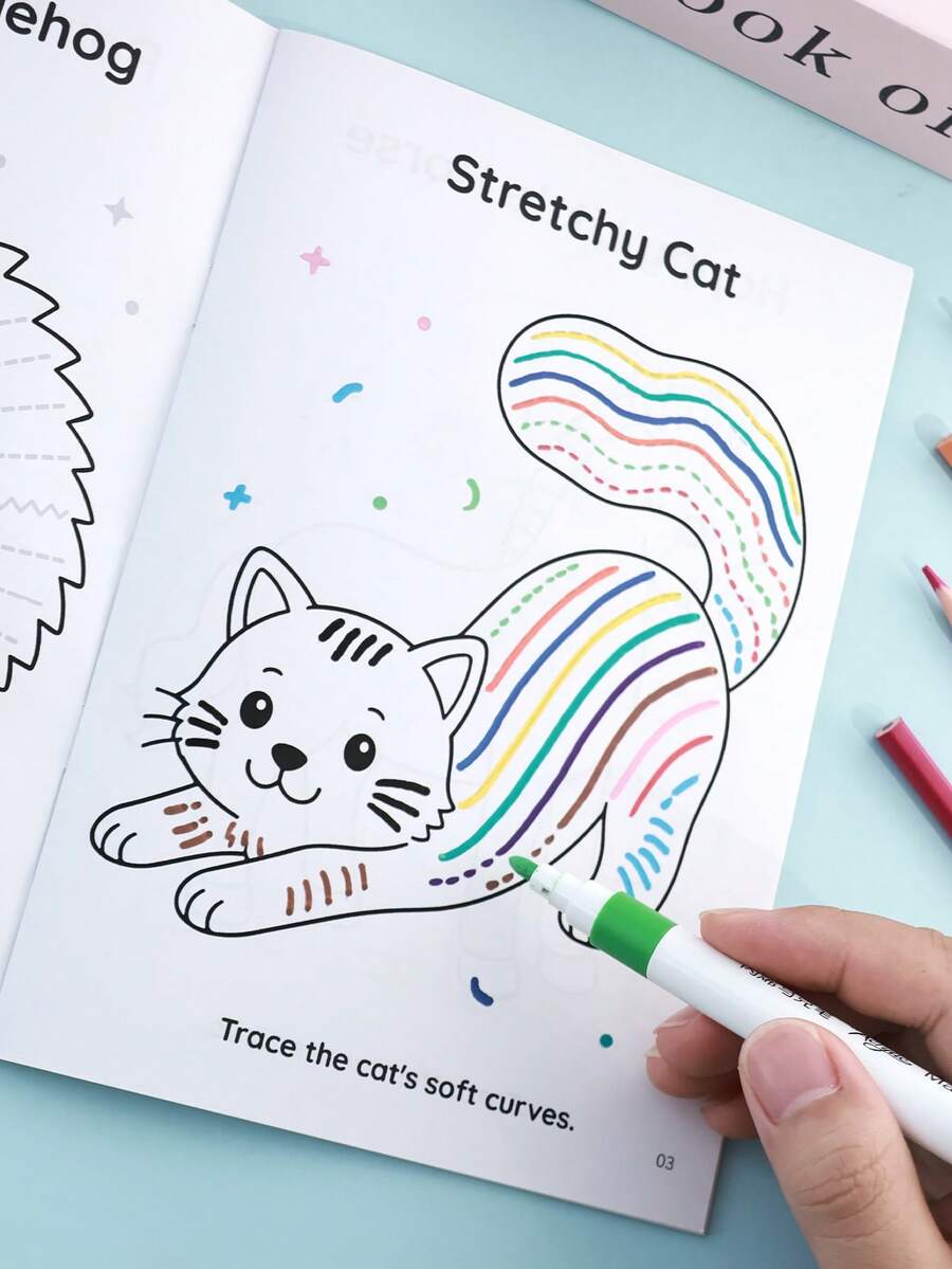 兒童趣味動物線條描摹練習本，早期教育繪畫與塗色書，返校季繪畫學習用品，教師課堂獎勵 A5 筆記本