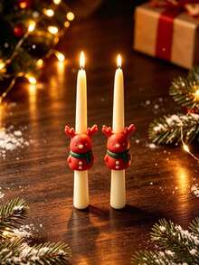 2pcs Snowman Long Handle Pillar/Silicone Mold, Soap & Plaster Making Tools With Snowman + Long Handle Pillar Design - Christmas Tree Shaped Home Decor, Candlelight Dinner Aromatherapy Candle Making, Creative Gift - Reindeer Long Handle Mold - View 5