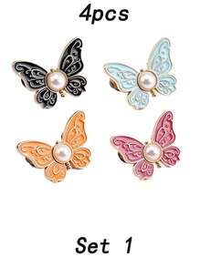 8/4/1pc Butterfly Waist Tightening Buckle, Pearl Butterfly Waist Button, Adjustable Jeans Button Pin, Detachable Metal Clip Buckle, Suitable For Pants, Skirts, Bags - Multicolor - View 14