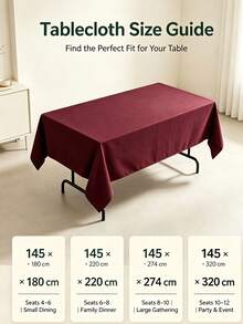 1pc Solid Color Rectangular Tablecloth, Wrinkle-Resistant Washable Tablecloth, Christmas Decoration, Indoor/Outdoor Dining, Wedding Banquet Birthday Party Home Decor - Multicolor - View 10