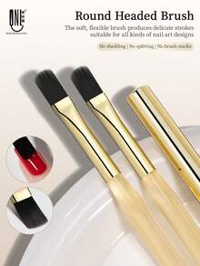 RS NAIL Wide Round-Tip Nail Art Brush With Golden Cap, Multifunction Painting Brush Pen For Painting Apply Color Gel Poly Extension Gel Builder Sculpting Gel Manicure Brush DIY Tools Perfect For Beginners & Professionals - Champagne - View 8