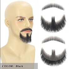 Hand‑Tied Human Hair Fake Mustache, Transparent Lace Base, Realistic Breathable Facial Hair For Cosplay Theater Party Halloween & Other Festivals - Multicolor - View 20