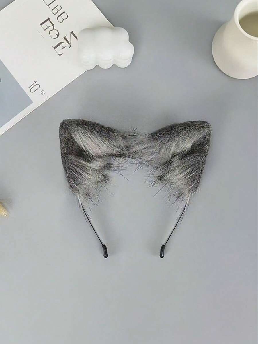 1pc Realistic Cat Ear Headband, Cute Plush Fox Ear Cosplay Accessory, Anime Animal Ear Headpiece, Suitable For Party, Stage Performance, Halloween