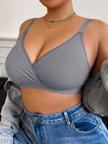 Plus Size Wireless No Padding Women's Bra Single Pack - Grey - View 5