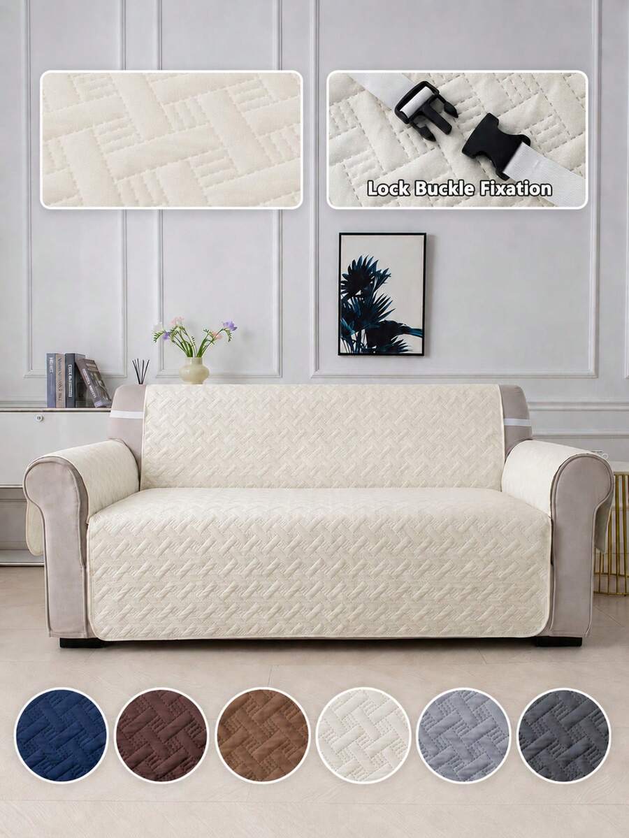 1Pc Reversible Quilted Sofa Cover Anti Slip Sofa Slipcover For Living Room Bedroom Outdoor Sofa Protection Pet Stain Prevention 4-Season Sofa Seat Cushion Cover For Single Seat Recliner And 1/2/3 Seater Fixed With Locks And Straps