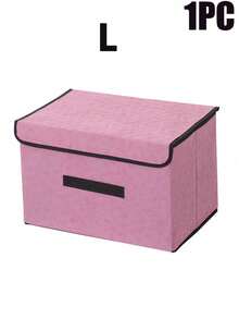 1pc Foldable Storage Box, Large Capacity Organizer Bin, Portable Clothing Storage Box, Suitable For Underwear, Socks And Other Items Dustproof And Moisture-Proof Wardrobe Storage, Closet Organizer, Vanity Storage Box, Dormitory Clothes, Toys, Books, Snacks And Other Miscellaneous Items Storage, Linen Material Foldable Storage Container, Multi-Functional Home Storage Box, Clothing Organizer Storage Box - Pink - View 11