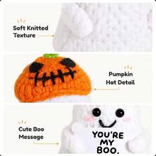 1pc Emotional Encouragement Gift Pumpkin Hat Ghost Handmade Crochet Production, Friend Gift Halloween Gift Desktop Decoration Encouragement Label Suitable For Gift Giving, Shelf Display Or Bedside Furniture, Suitable For Daily Indoor Decoration. - Multicolor - View 6