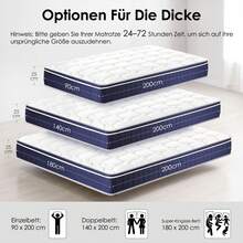 Sour Lemon Mattress 90x200 H5, Height 25 Cm Pocket Spring Core With Memory Foam, Motion Isolation, Breathable Cover - White - View 7