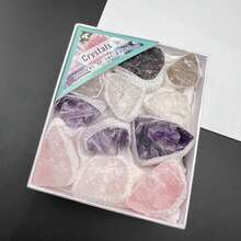 9pcs Natural Crystal Stone Healing Energy Quartz Geode Agate Cluster Raw Stone Set, Electroplated Agate Geode Colorful Asymmetric Cavity Rock Loose Specimen Mineral Education Display Gift For Friends - Multicolor - View 19
