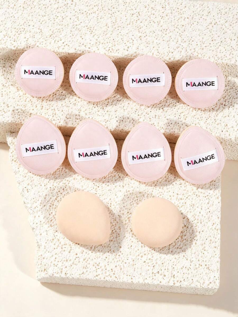 MAANGE 5/10pcs Professional Makeup Sponges, Dual-Use Dry & Wet, Portable Makeup Powder Puffs, Essential Travel Makeup Accessories, Suitable For Liquid Cosmetics, Makeup Tools For Home Or Outdoor Use, Gift For Girls. - Pink - View 1